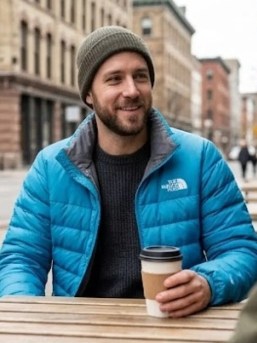 The North Face Men' Minoqua Down Jacket 600 fill DWR $220 in Digital Steel Blue